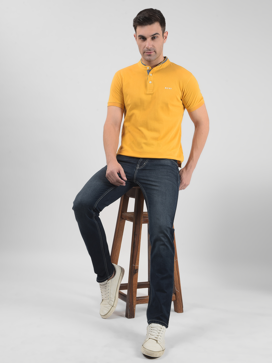 Numero Uno Men Solid Dark Blue Jeans